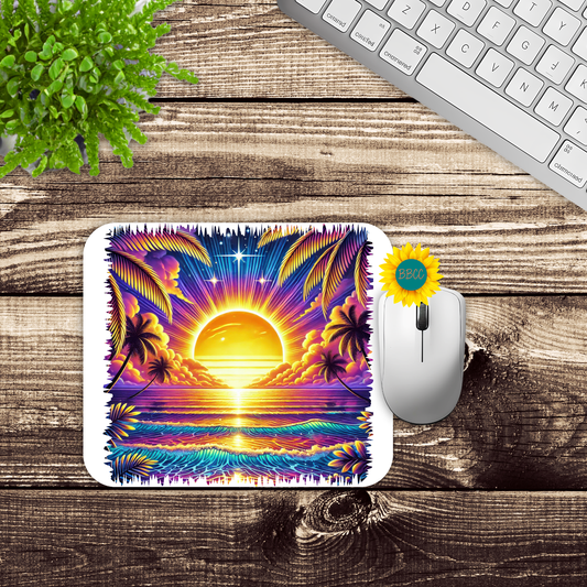 Tropical Sunset Ocean Mouse Pad