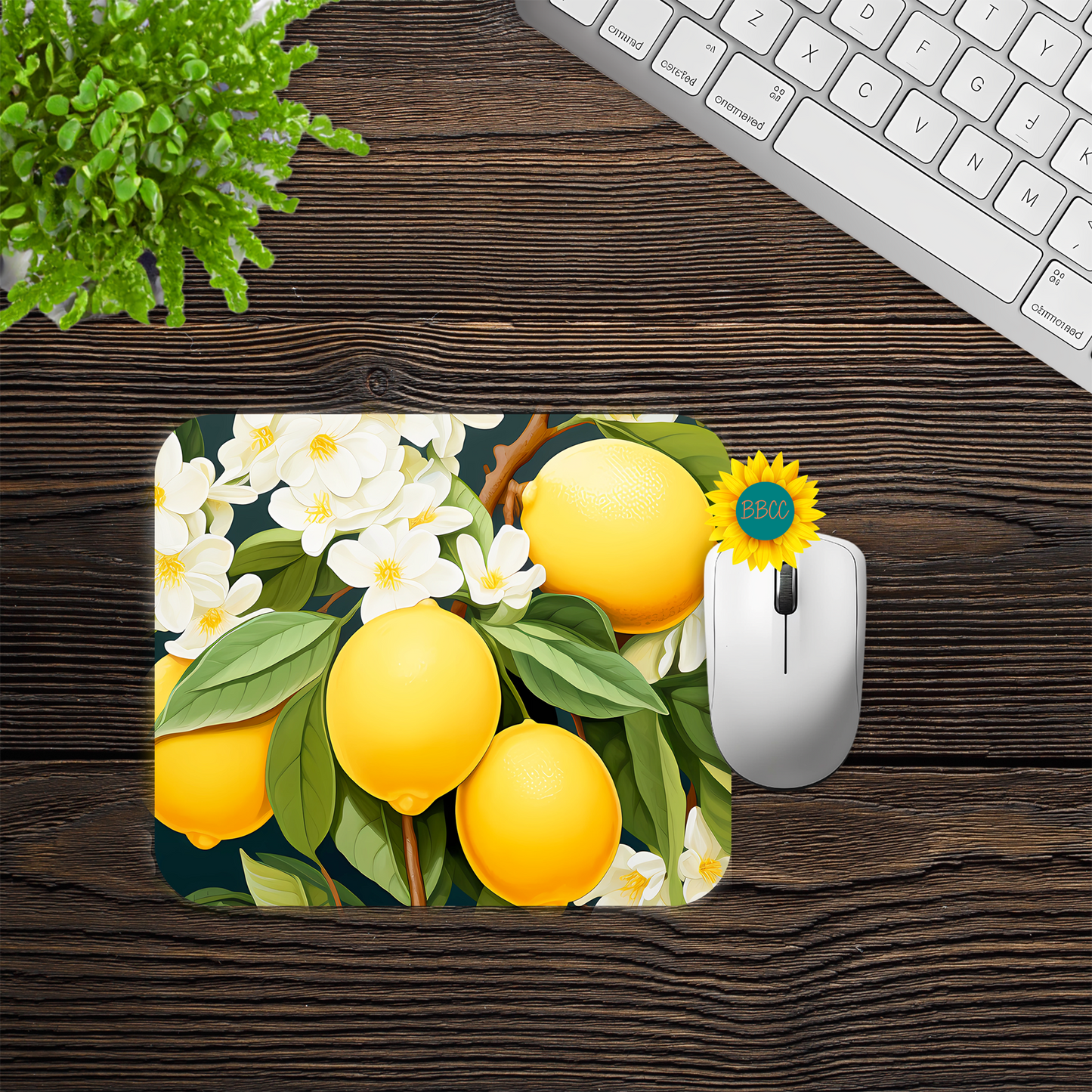 Lemon Blossom Garden Mouse Pad