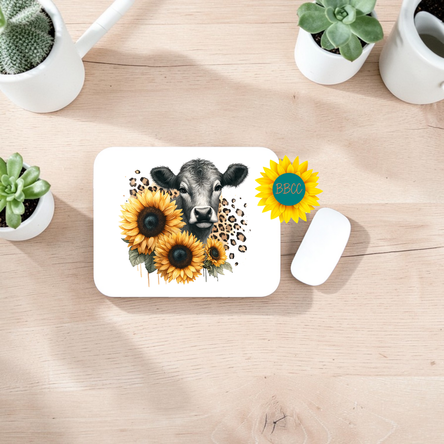 Sunflower Cow Mouse Pad