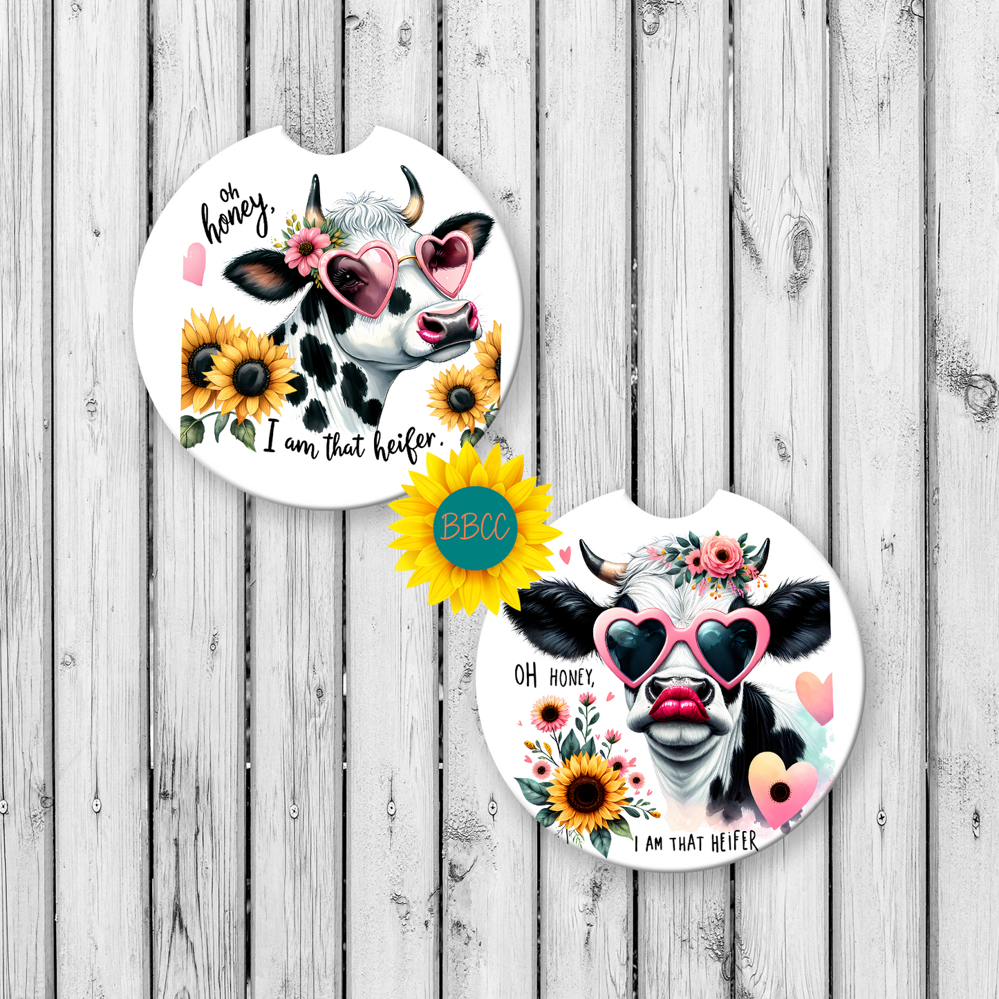 Floral Dairy Cow Car Coasters – Classic Layout