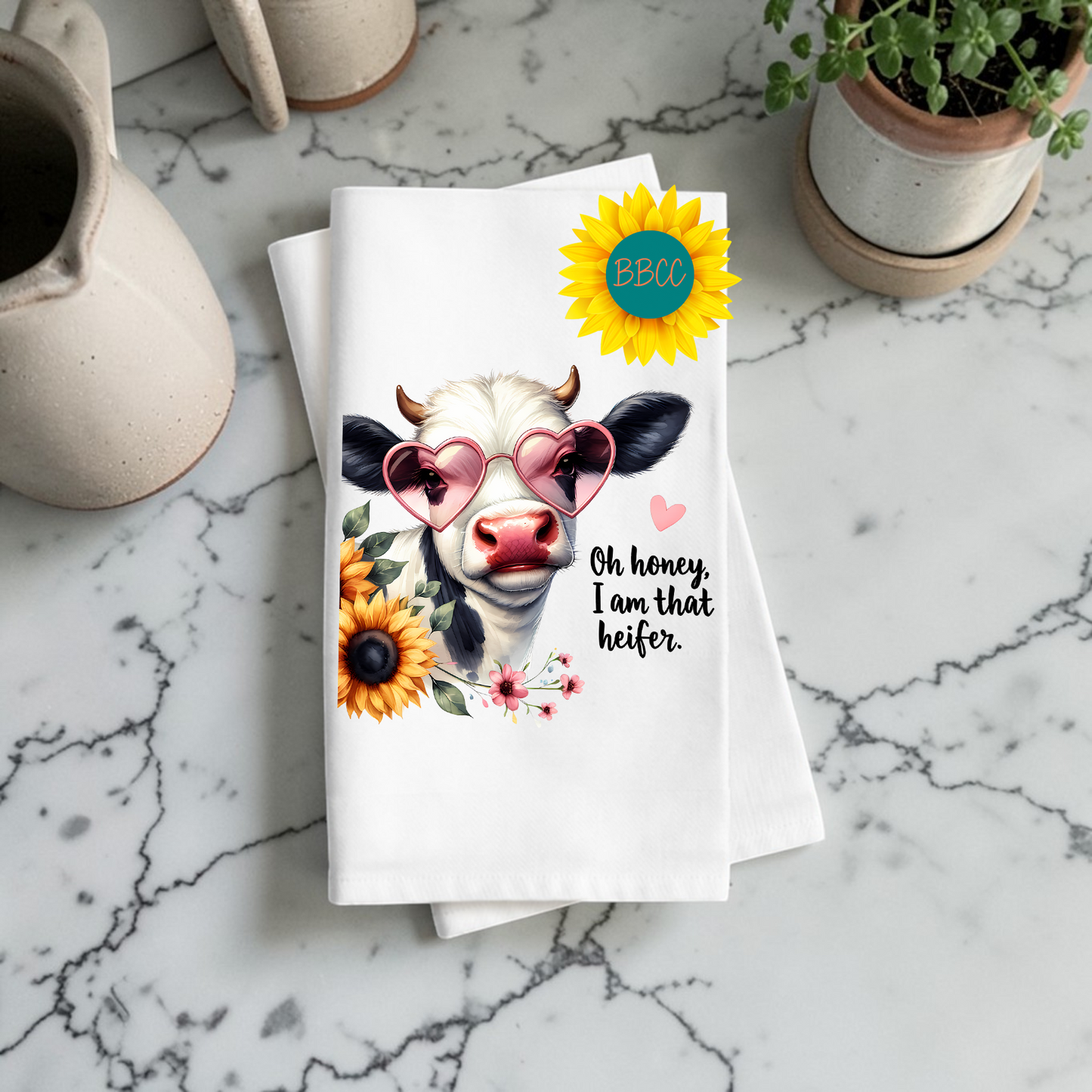 Sweet Sass Heifer Cow Tea Towel