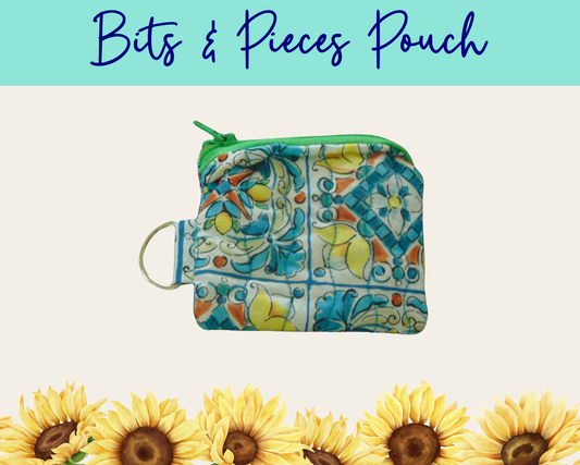 Lemon Grove Tiles Bits & Pieces Pouch | Handmade Fabric Zipper Pouch