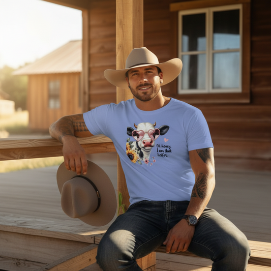 Adult Sassy Heifer Cow Floral Graphic Tee