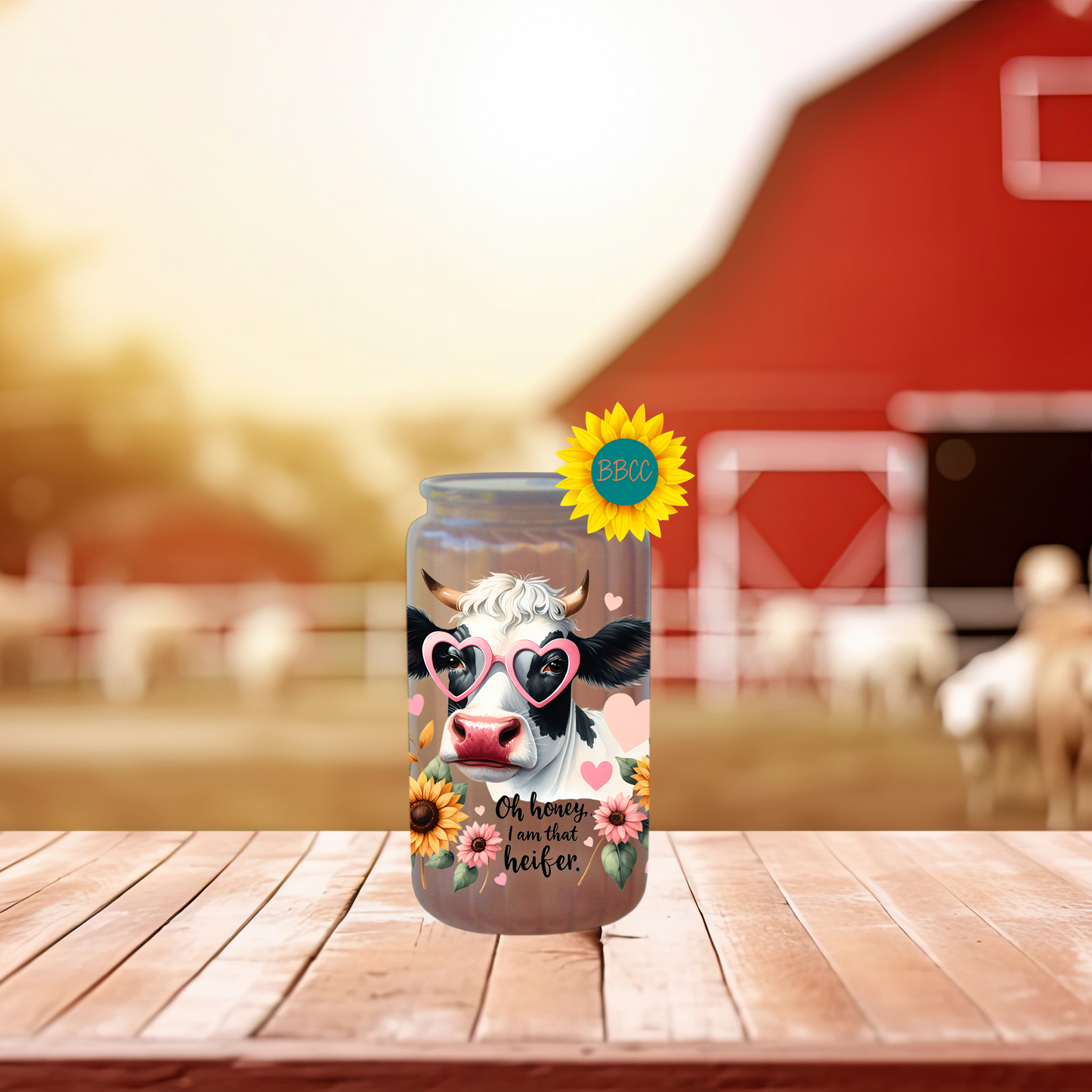 16oz Glass Tumbler – Oh Honey I Am That Heifer Cow
