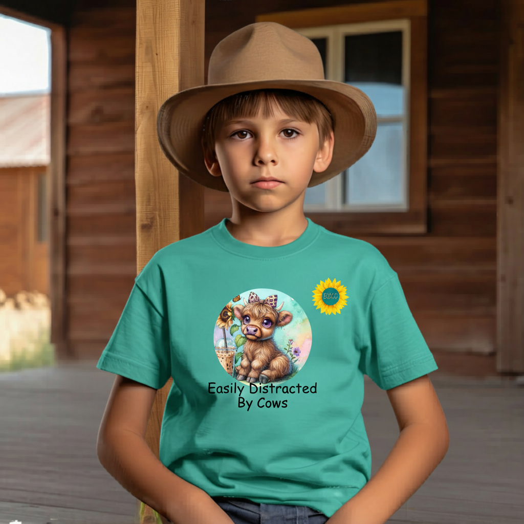 Easily Distracted By Cows Youth Graphic Tee
