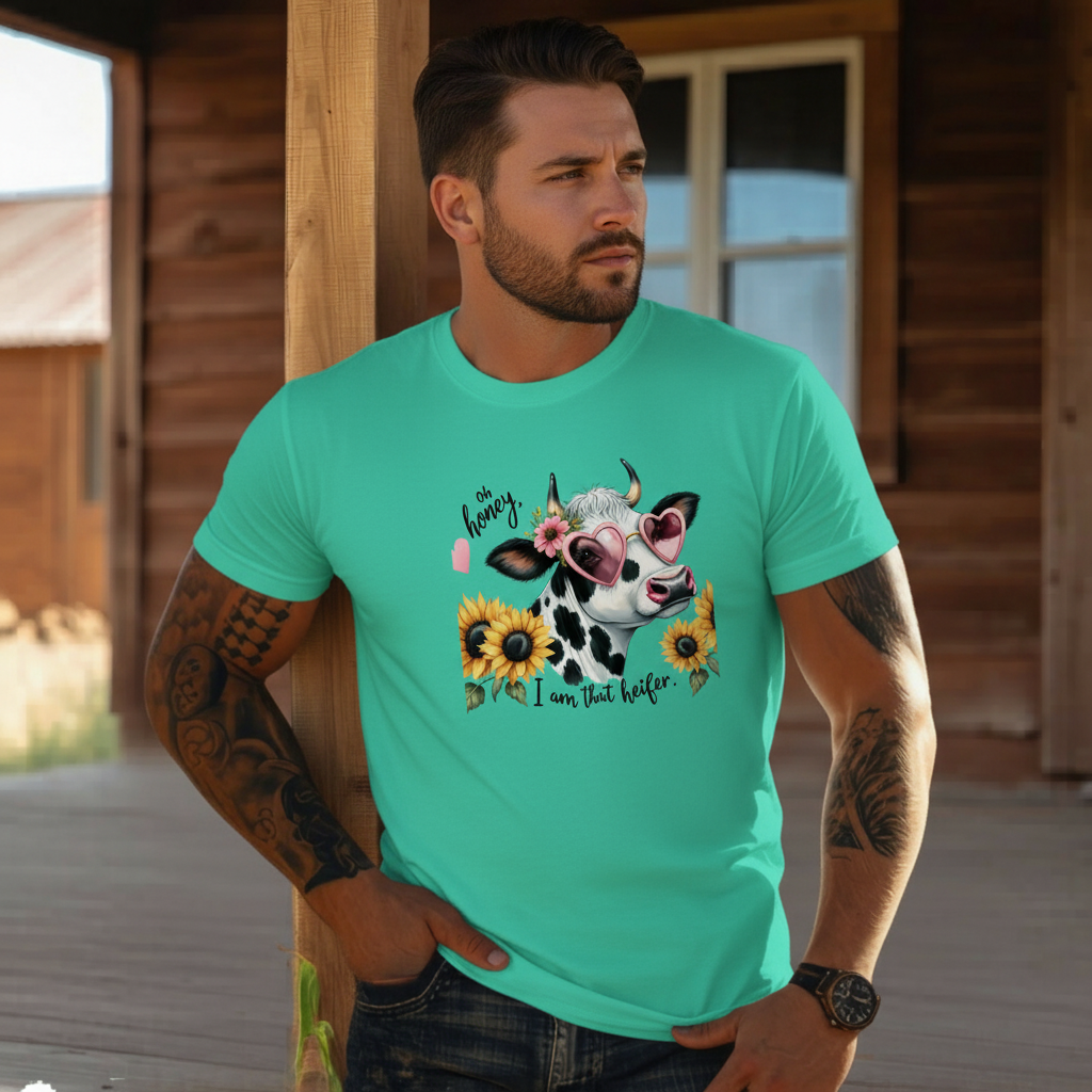 Adult Sassy Dairy Cow Floral Sunglasses Graphic Tee