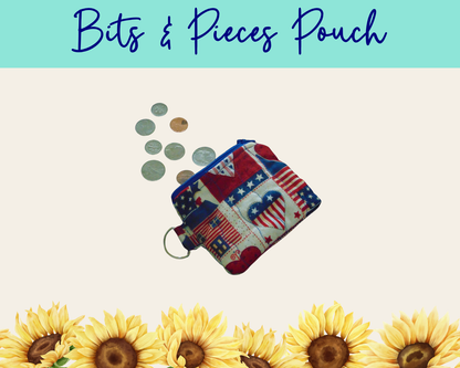 Americana Patchwork 1 Bits & Pieces Pouch | Handmade Fabric Zipper Pouch