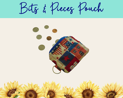 Americana Patchwork 2 Bits & Pieces Pouch | Handmade Fabric Zipper Pouch