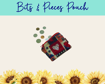 Americana Patchwork 3 Bits & Pieces Pouch | Handmade Fabric Zipper Pouch