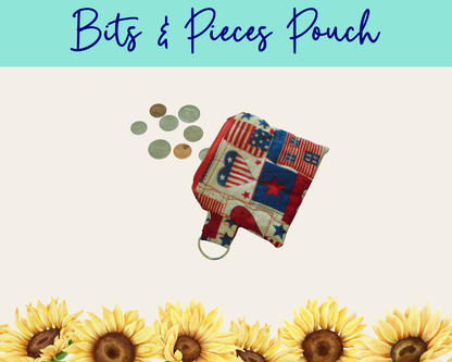 Americana Patchwork 4 Bits & Pieces Pouch | Handmade Fabric Zipper Pouch