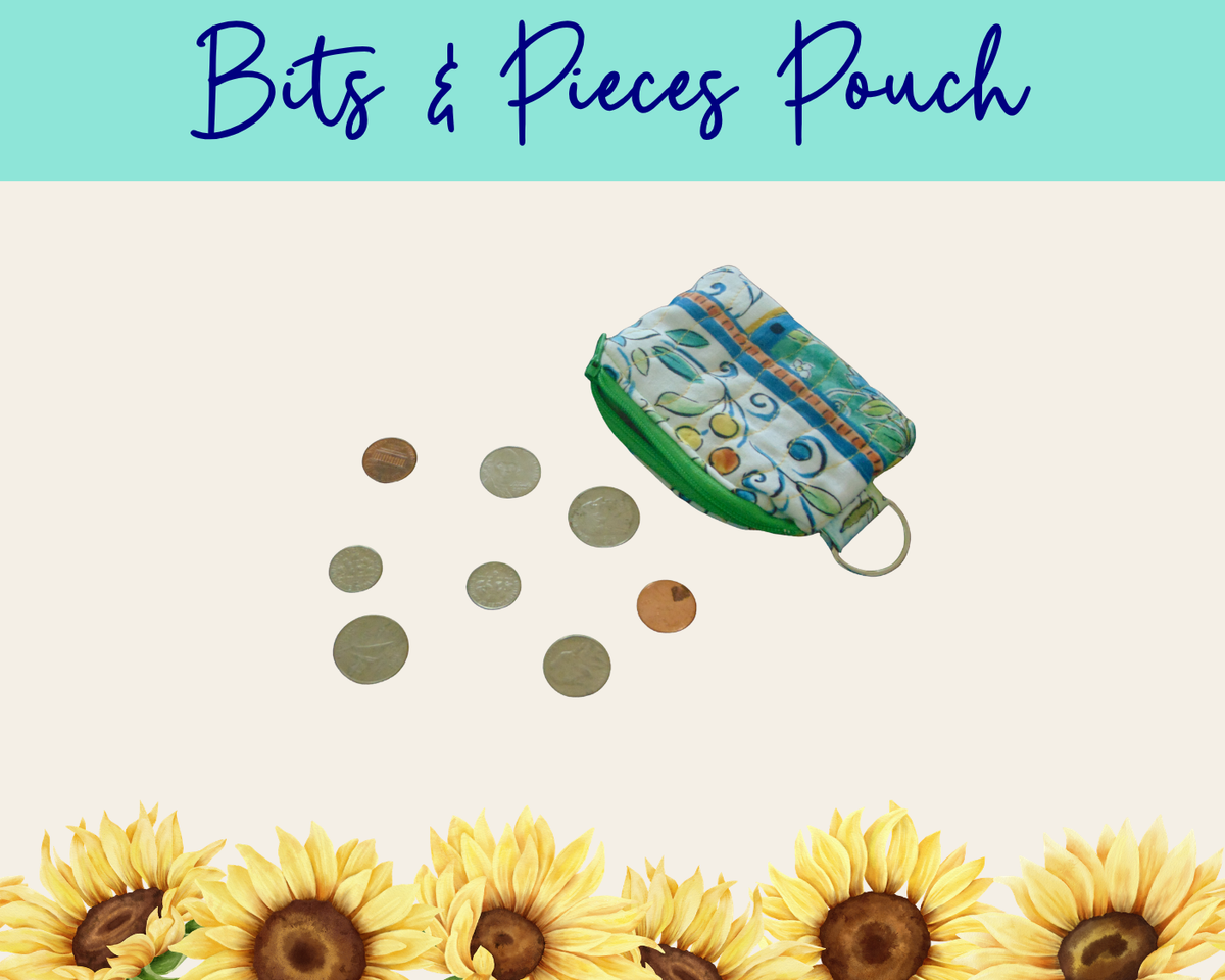 Lemon Grove Patchwork Bits & Pieces Pouch | Handmade Fabric Zipper Pouch