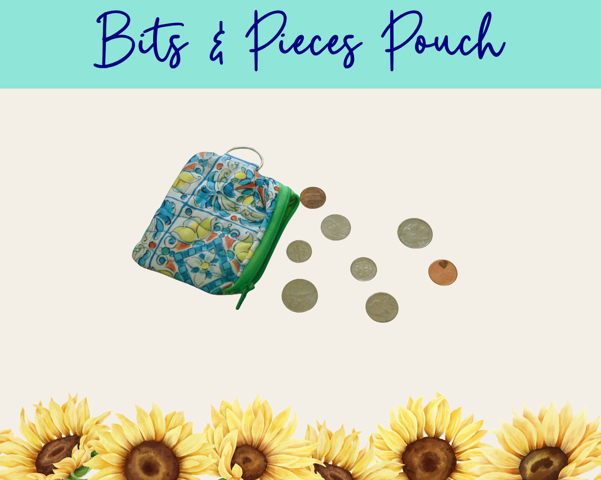 Lemon Grove Tiles Bits & Pieces Pouch | Handmade Fabric Zipper Pouch