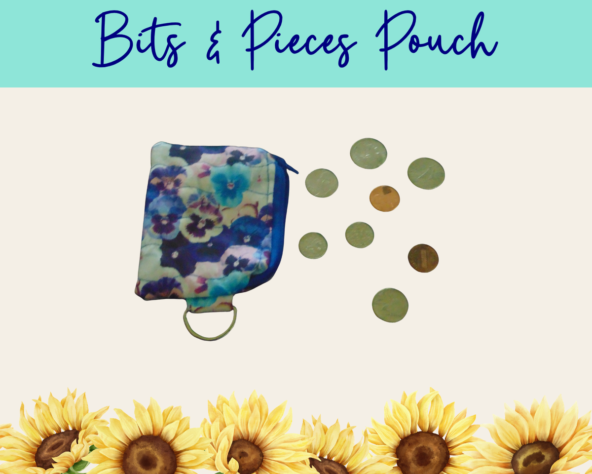 Pansy Meadow Bits & Pieces Pouch | Handmade Fabric Zipper Pouch