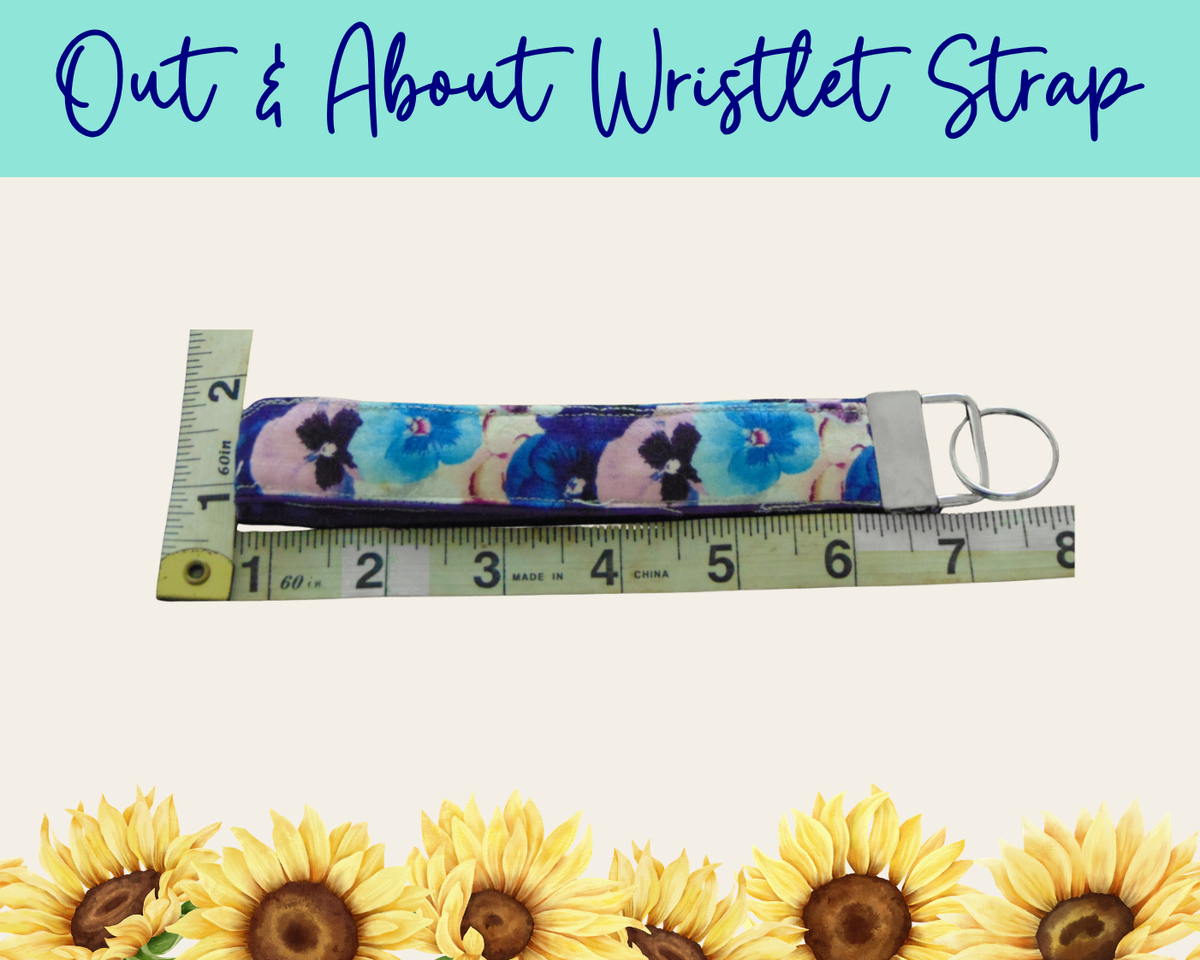 Pansy Meadow Dark Purple Out & About Wristlet Strap | Handmade Fabric Wristlet