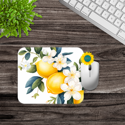 Lemon Blossom Floral Mouse Pad