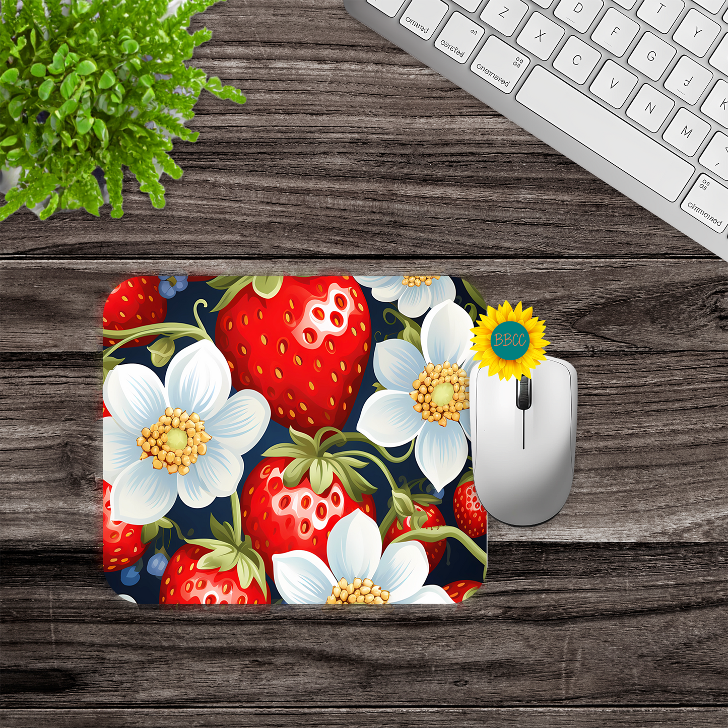 Strawberry Blossom Summer Mouse Pad