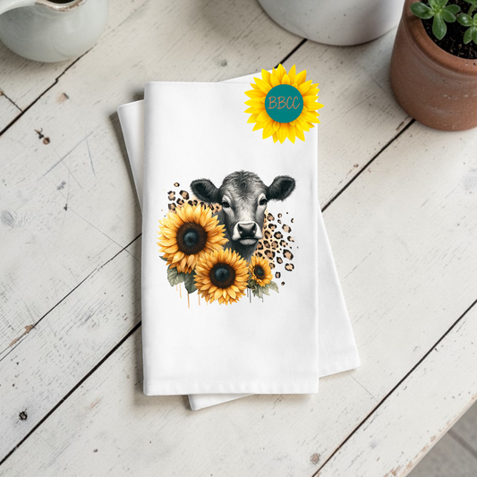 Sunflower Cow Kitchen Tea Towel