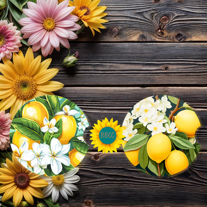 Lemon Blossom Car Coasters Set of 2