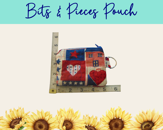 Americana Patchwork 1 Bits & Pieces Pouch | Handmade Fabric Zipper Pouch