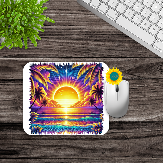 Tropical Sunset Ocean Mouse Pad