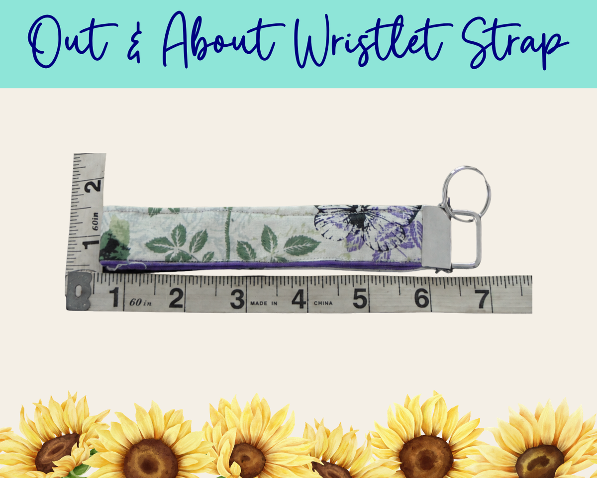 Butterfly Hollow Purple Out & About Wristlet Strap | Handmade Fabric Wristlet