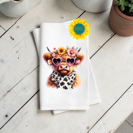Sassy Cow with Sunglasses Tea Towel