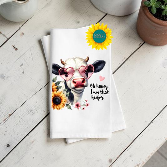 Sweet Sass Heifer Cow Tea Towel