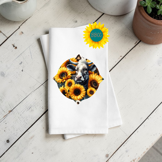 Sunflower Cow Patch Kitchen Tea Towel