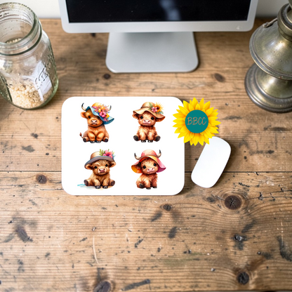Cute Cow Summer Hats Collection Mouse Pad
