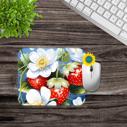 Strawberry Blossom Garden Mouse Pad