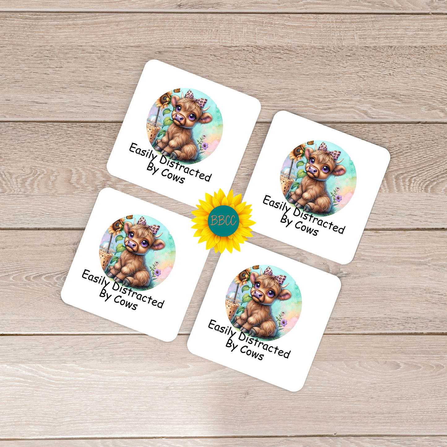 Cow Easily Distracted By Cows Square Coasters