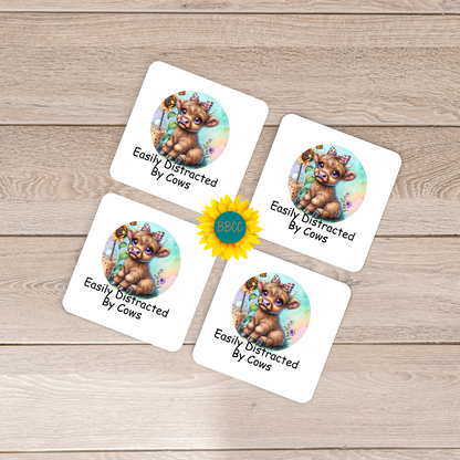 Cow Easily Distracted By Cows Square Coasters