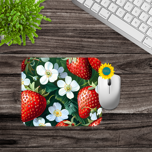 Strawberry Blossom Garden Mouse Pad