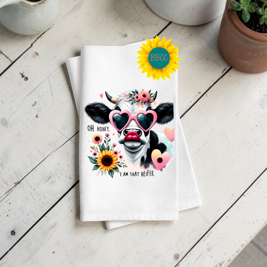 Bold & Boujee Heifer Cow Tea Towel