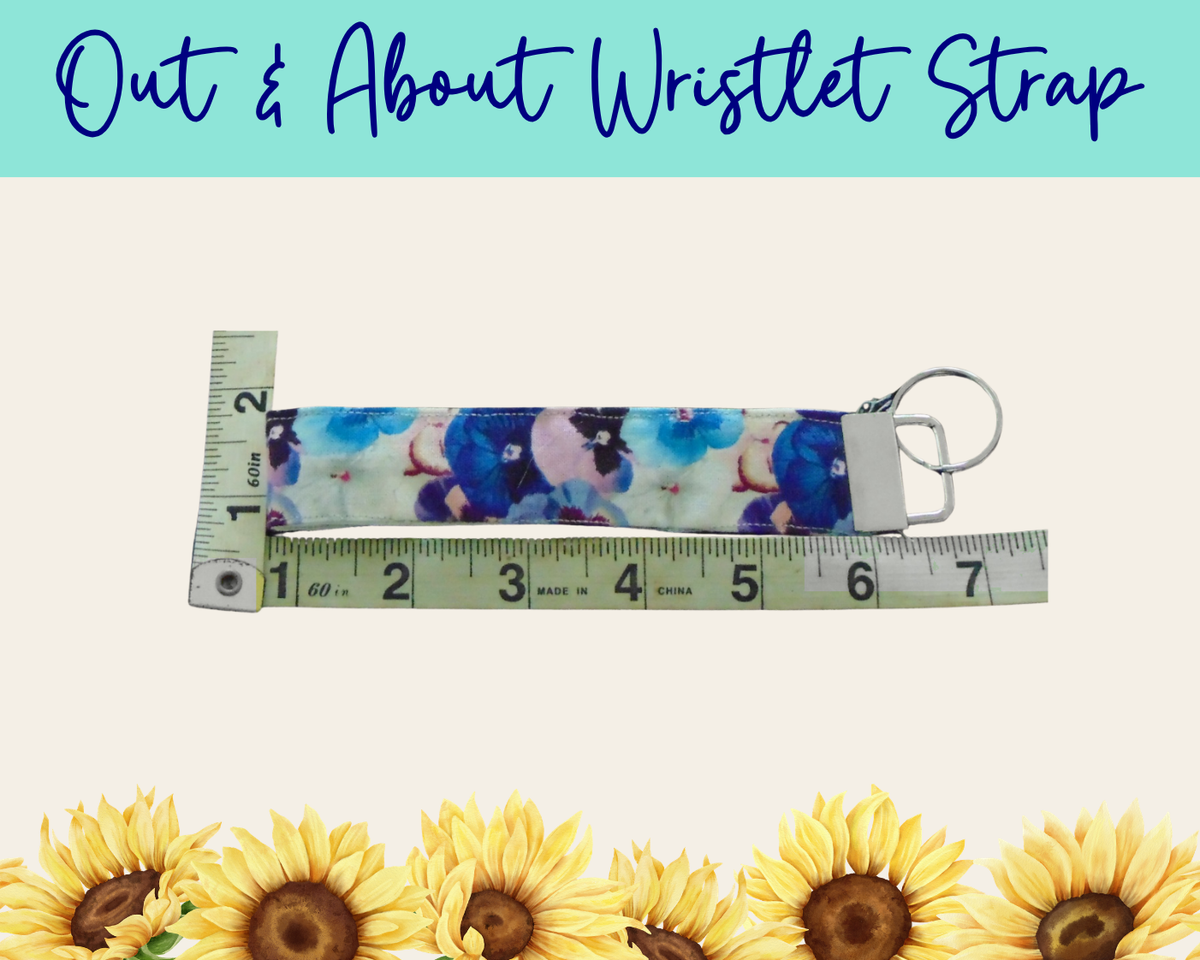 Pansy Meadow White Out & About Wristlet Strap | Handmade Fabric Wristlet