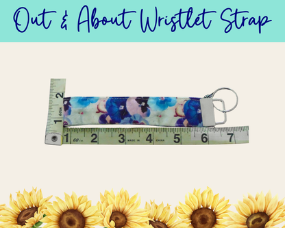 Pansy Meadow White Out & About Wristlet Strap | Handmade Fabric Wristlet