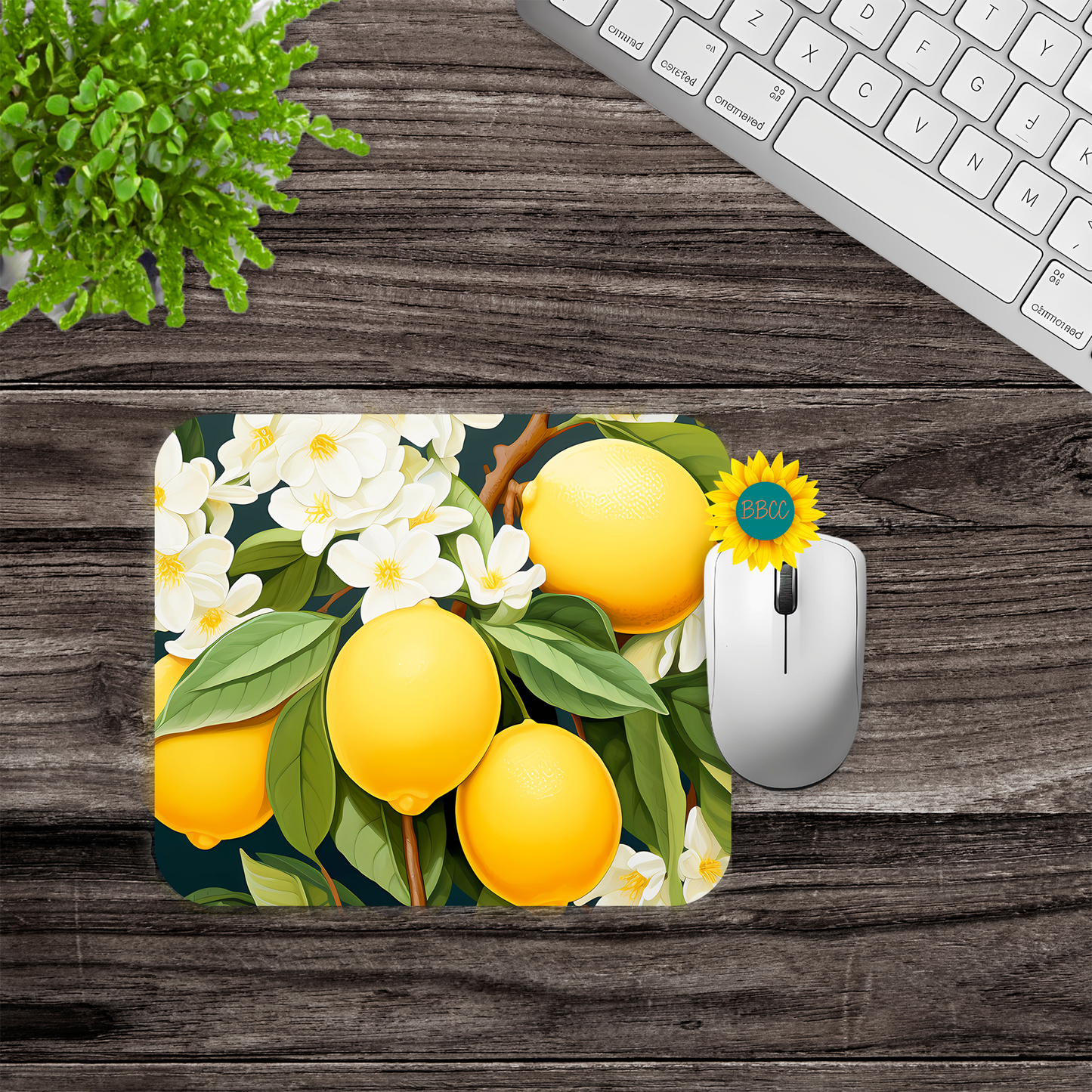 Lemon Blossom Garden Mouse Pad