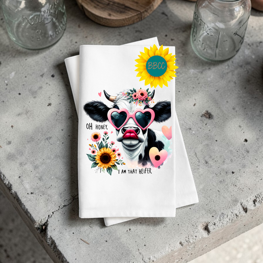 Bold & Boujee Heifer Cow Tea Towel