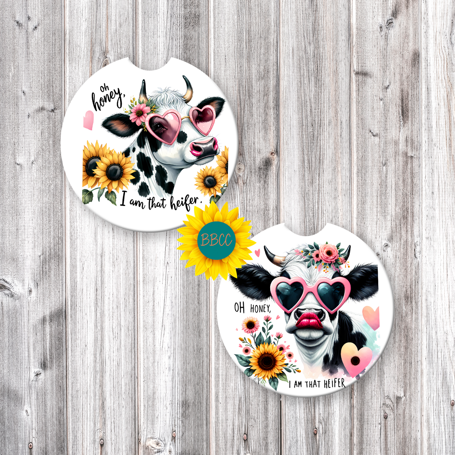 Floral Dairy Cow Car Coasters – Classic Layout