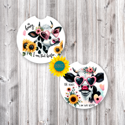 Floral Dairy Cow Car Coasters – Classic Layout