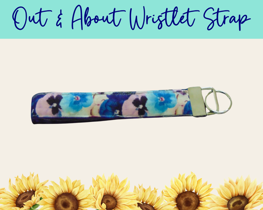Pansy Meadow Dark Purple Out & About Wristlet Strap | Handmade Fabric Wristlet