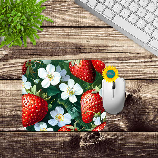 Strawberry Blossom Garden Mouse Pad
