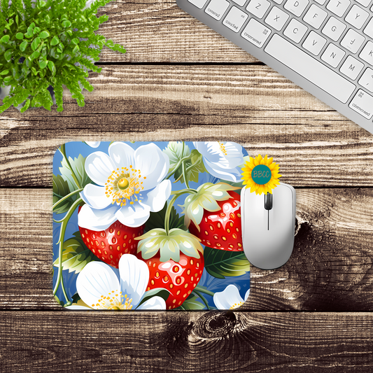 Strawberry Blossom Garden Mouse Pad
