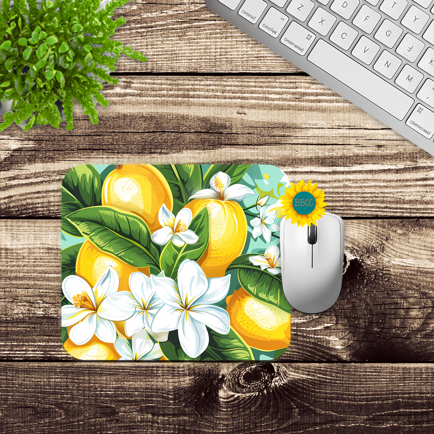 Lemon Blossom Summer Mouse Pad