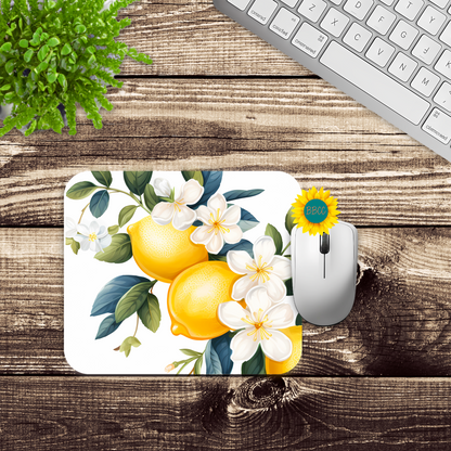 Lemon Blossom Floral Mouse Pad