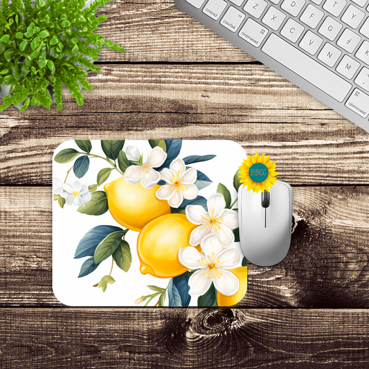 Lemon Blossom Floral Mouse Pad