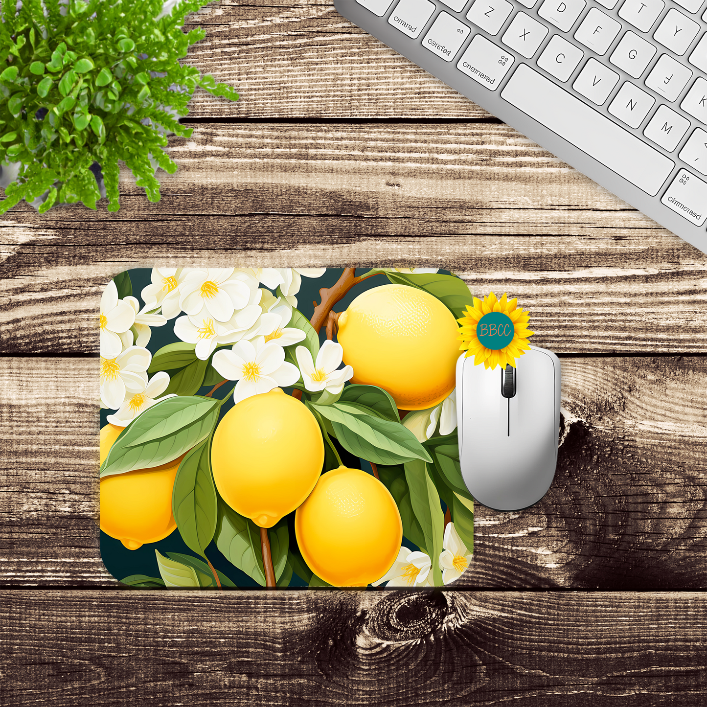Lemon Blossom Garden Mouse Pad