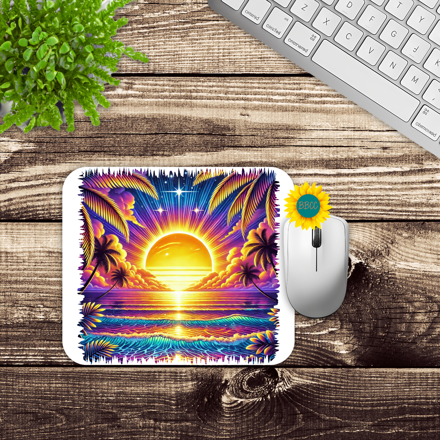 Tropical Sunset Ocean Mouse Pad
