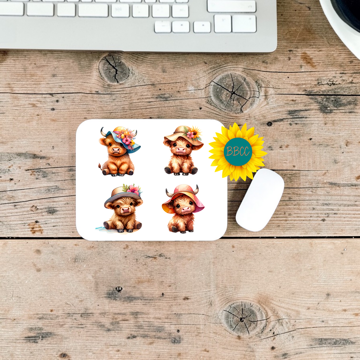 Cute Cow Summer Hats Collection Mouse Pad