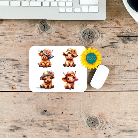 Cute Cow Summer Hats Collection Mouse Pad